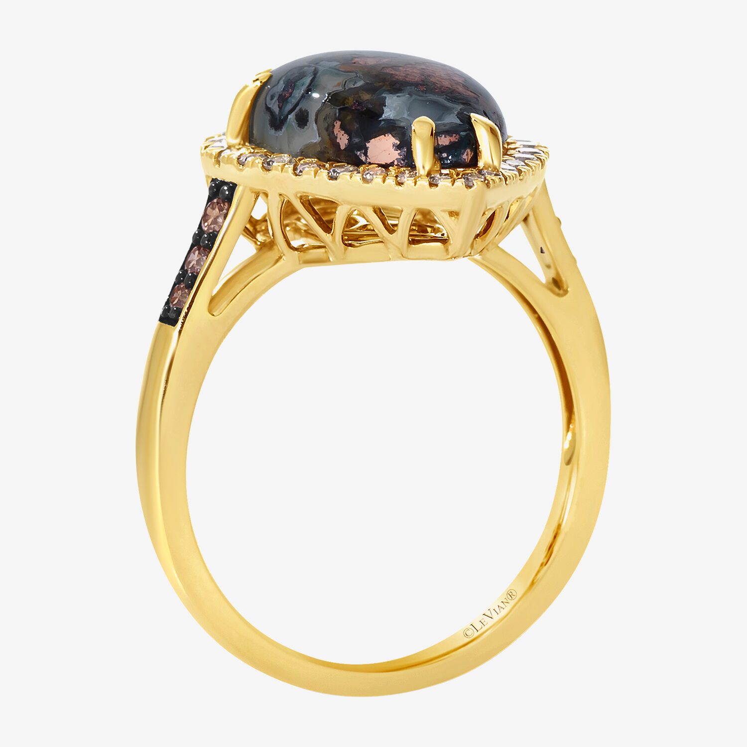 Le Vian Grand Sample Sale Le Vian Grand Sample Sale Limited Quantities! Womens 3/8 CT. T.W. Genuine Black Chalcedony 14K Gold Pear Halo Side Stone Cocktail Ring