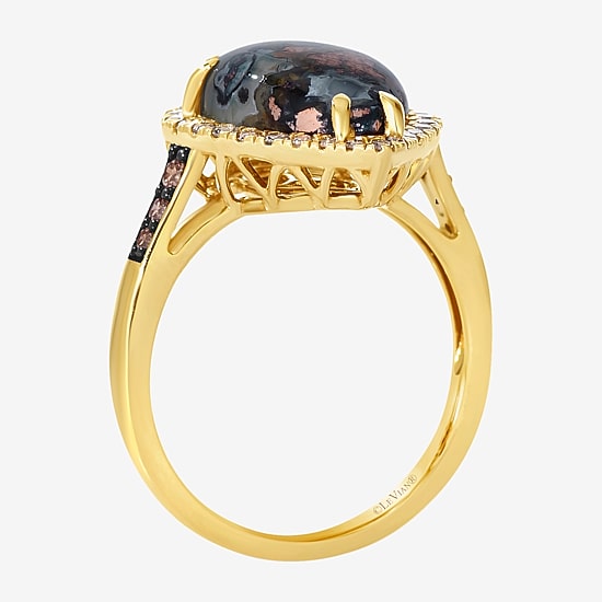 Le Vian Grand Sample Sale Le Vian Grand Sample Sale Limited Quantities! Womens 3/8 CT. T.W. Genuine Black Chalcedony 14K Gold Pear Halo Side Stone Cocktail Ring