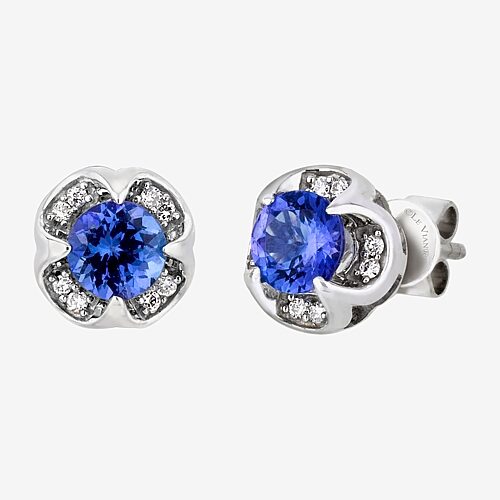 Le Vian Grand Sample Sale Le Vian Grand Sample Sale Limited Quantities! Diamond Accent Genuine Blue Tanzanite 14K Gold 7.9mm Round Stud Earrings, One