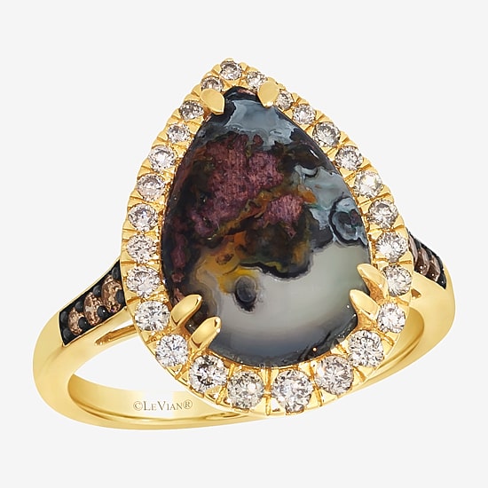 Le Vian Grand Sample Sale Le Vian Grand Sample Sale Limited Quantities! Womens 3/8 CT. T.W. Genuine Black Chalcedony 14K Gold Pear Halo Side Stone Cocktail Ring