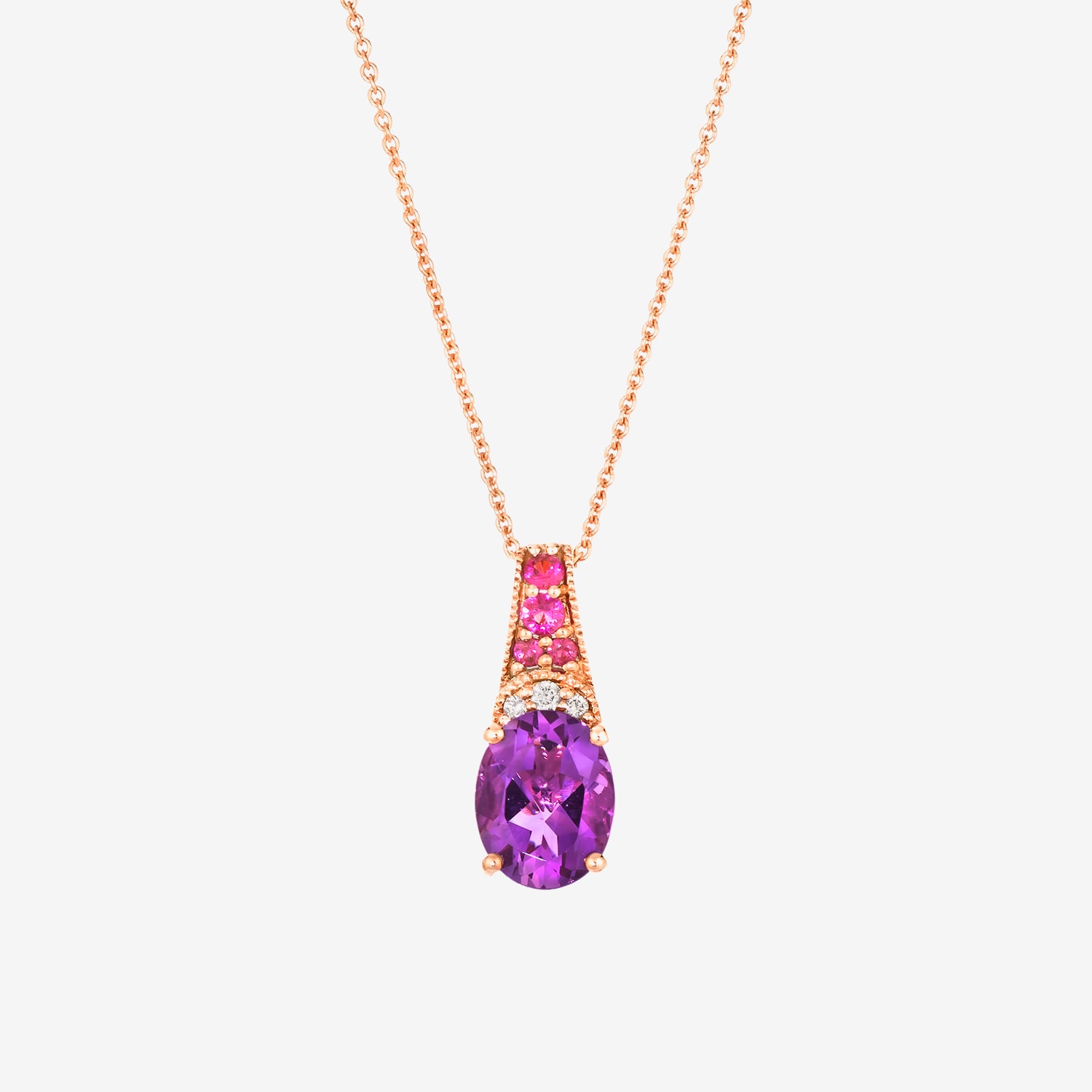 Le Vian Grand Sample Sale Le Vian Grand Sample Sale Limited Quantities! Womens Diamond Accent Genuine Purple Amethyst 14K Rose Gold Oval 20 Inch Pendant Necklace