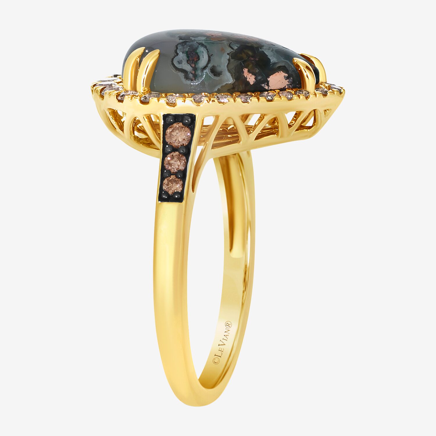 Le Vian Grand Sample Sale Le Vian Grand Sample Sale Limited Quantities! Womens 3/8 CT. T.W. Genuine Black Chalcedony 14K Gold Pear Halo Side Stone Cocktail Ring