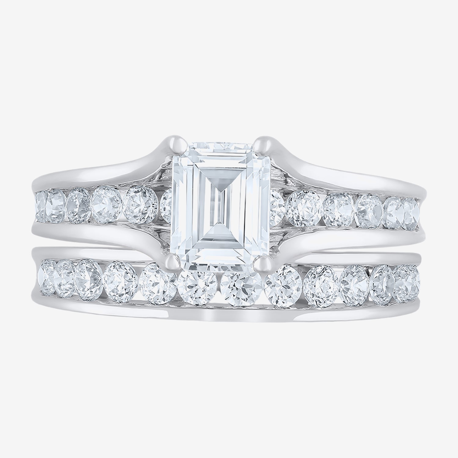 (F / Vs2) Womens 2 CT. T.W. Lab Grown White Diamond 10K Gold Side Stone Bridal Set