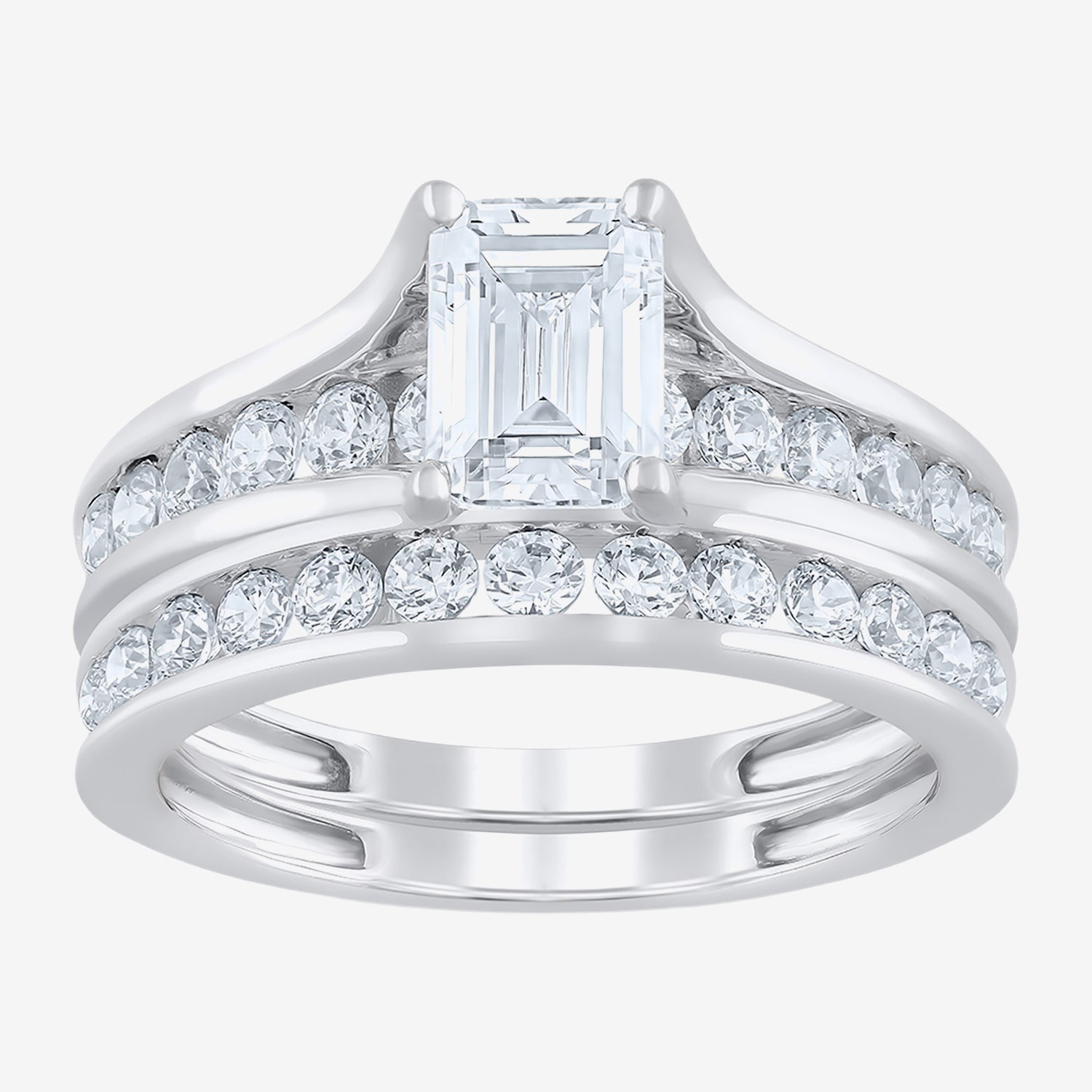 (F / Vs2) Womens 2 CT. T.W. Lab Grown White Diamond 10K Gold Side Stone Bridal Set