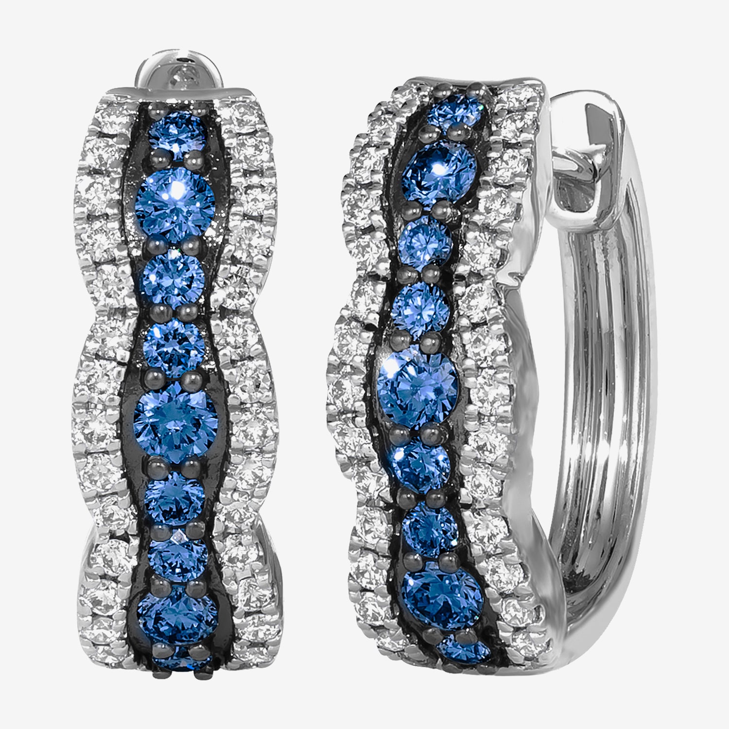 Le Vian Grand Sample Sale Le Vian Grand Sample Sale Limited Quantities! Womens 3/8 CT. T.W. Genuine Blue Sapphire 14K White Gold 17.8mm Hoop Earrings
