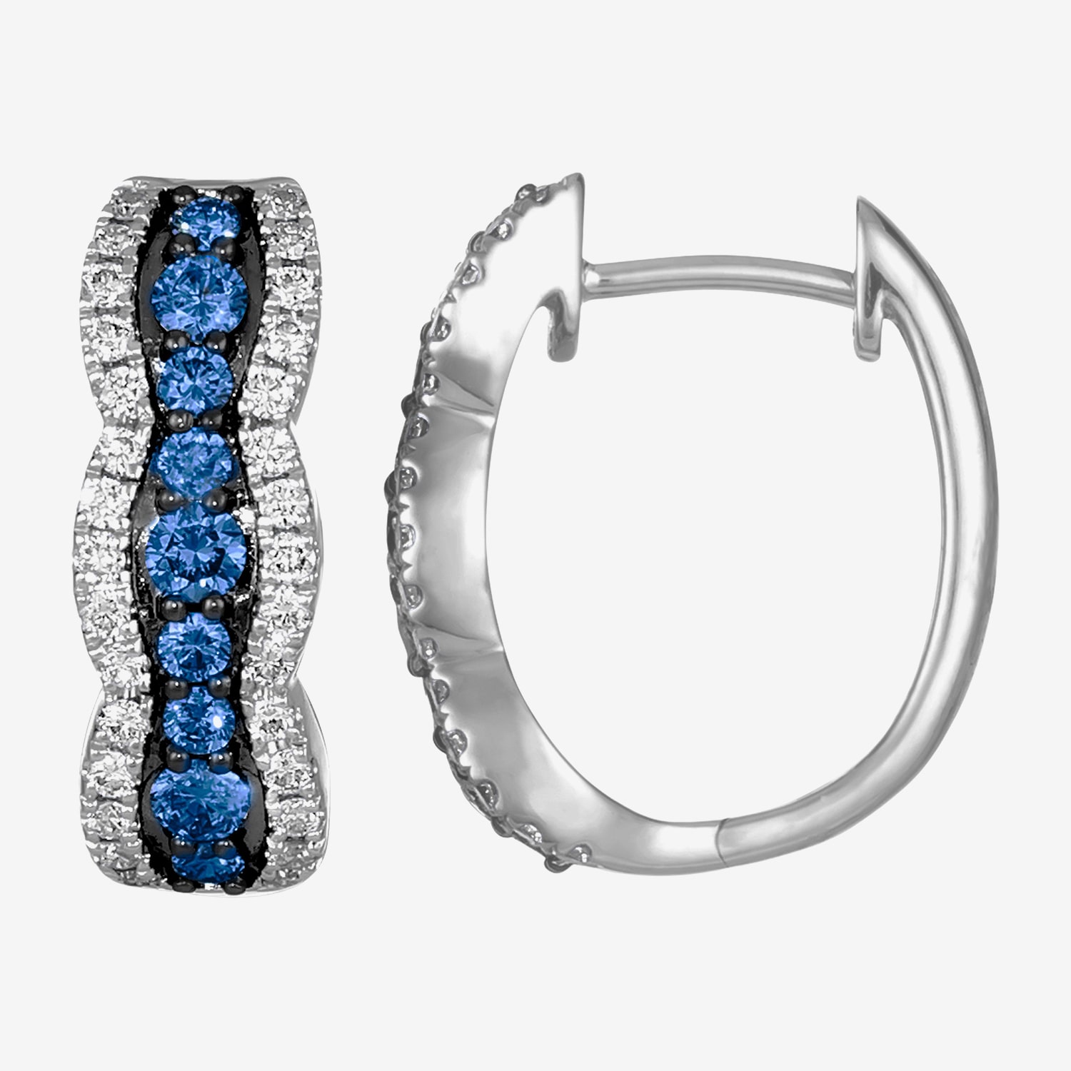 Le Vian Grand Sample Sale Le Vian Grand Sample Sale Limited Quantities! Womens 3/8 CT. T.W. Genuine Blue Sapphire 14K White Gold 17.8mm Hoop Earrings