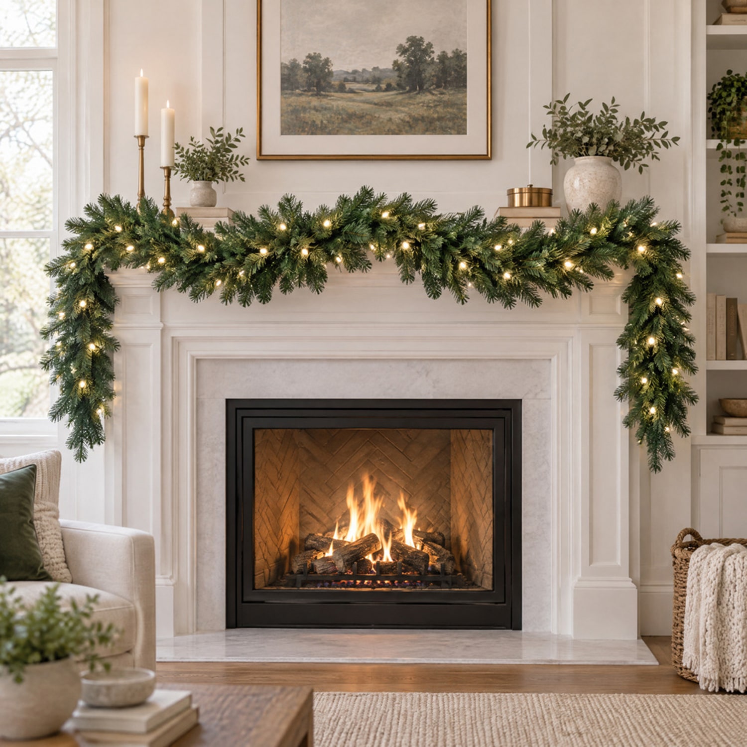Vickerman 9' Douglas Fir Christmas Garland with Warm White LED Lights