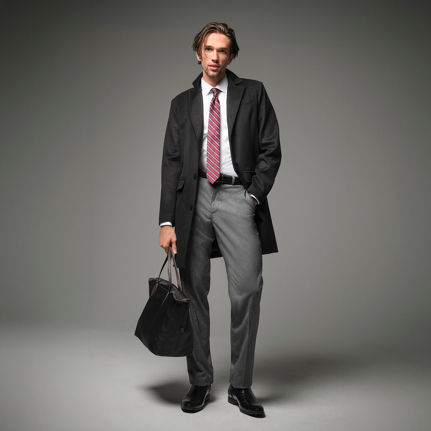 J. Ferrar Water Resistant Mens Midweight Topcoat Coat
