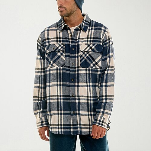 Hallstatt Workwear Mens Long Sleeve Regular Fit Flannel Shirt In Blue