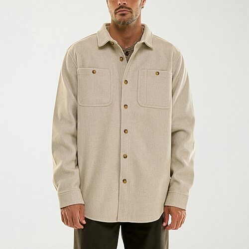 Hallstatt Workwear Mens Long Sleeve Regular Fit Button-down Shirt In Beige