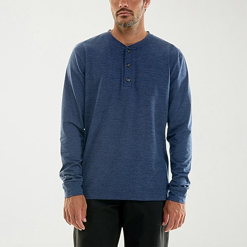 Hallstatt Workwear Mens Long Sleeve Regular Fit Henley Shirt In Blue