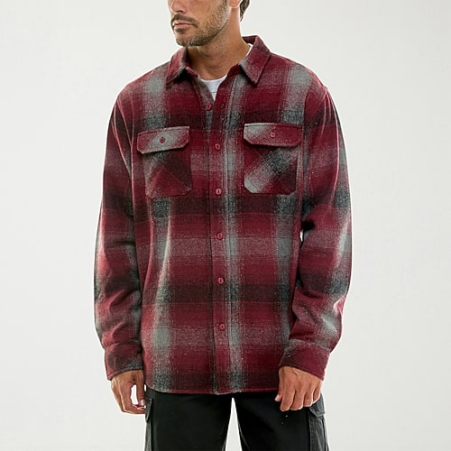 Hallstatt Workwear Mens Long Sleeve Regular Fit Flannel Shirt In Black