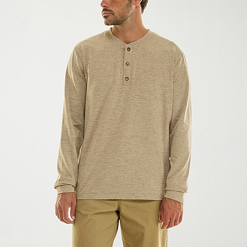 Hallstatt Workwear Mens Long Sleeve Regular Fit Henley Shirt In Beige