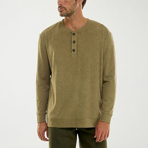 Hallstatt Workwear Mens Long Sleeve Regular Fit Henley Shirt In Green