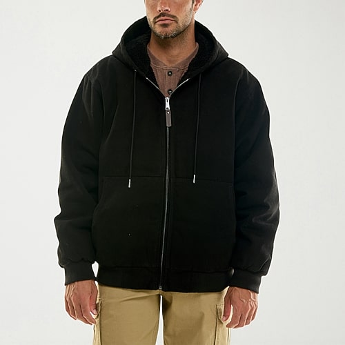 Hallstatt Workwear Mens Sherpa Lined Heavyweight Work Jacket In Black