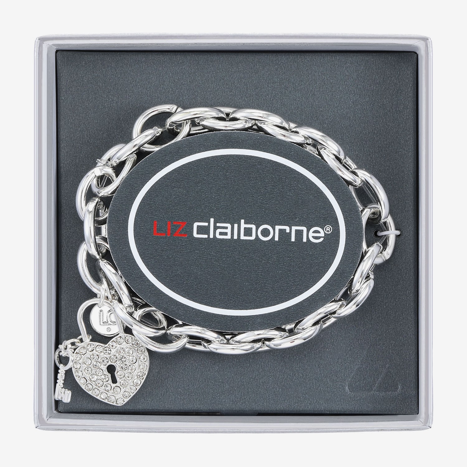 Liz Claiborne Womens Glass Heart Stretch Bracelet