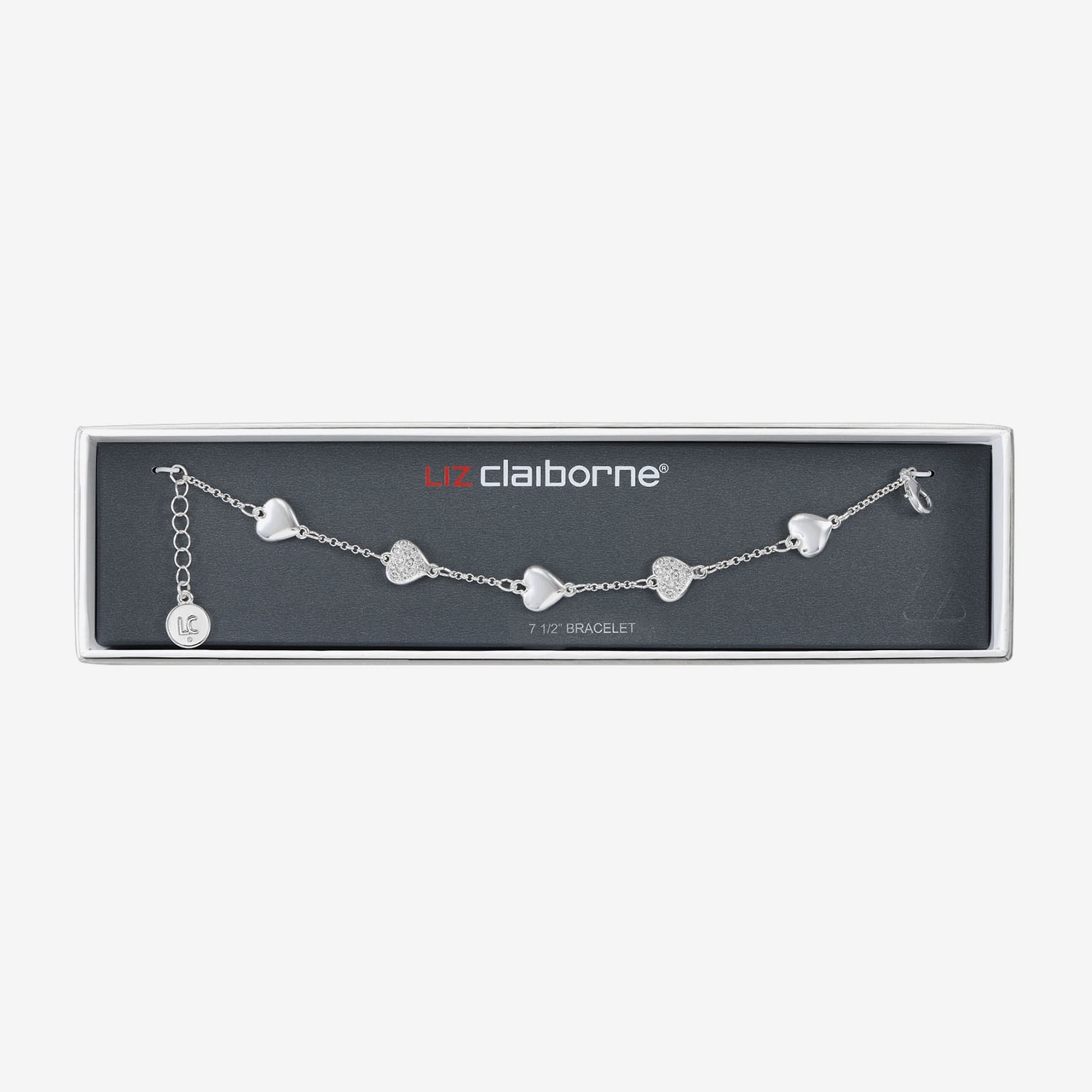 Liz Claiborne Womens Glass Heart Strand Bracelet