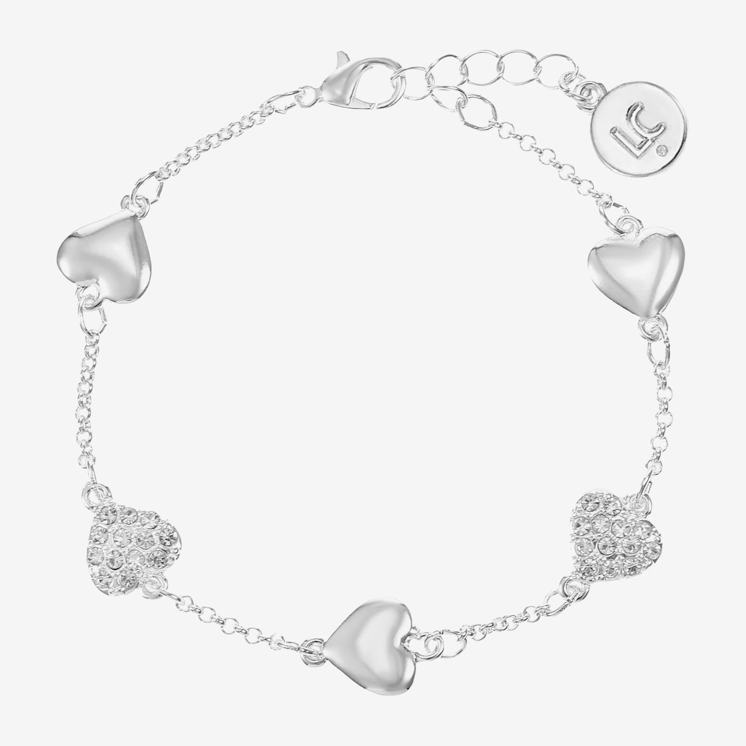Liz Claiborne Womens Glass Heart Strand Bracelet