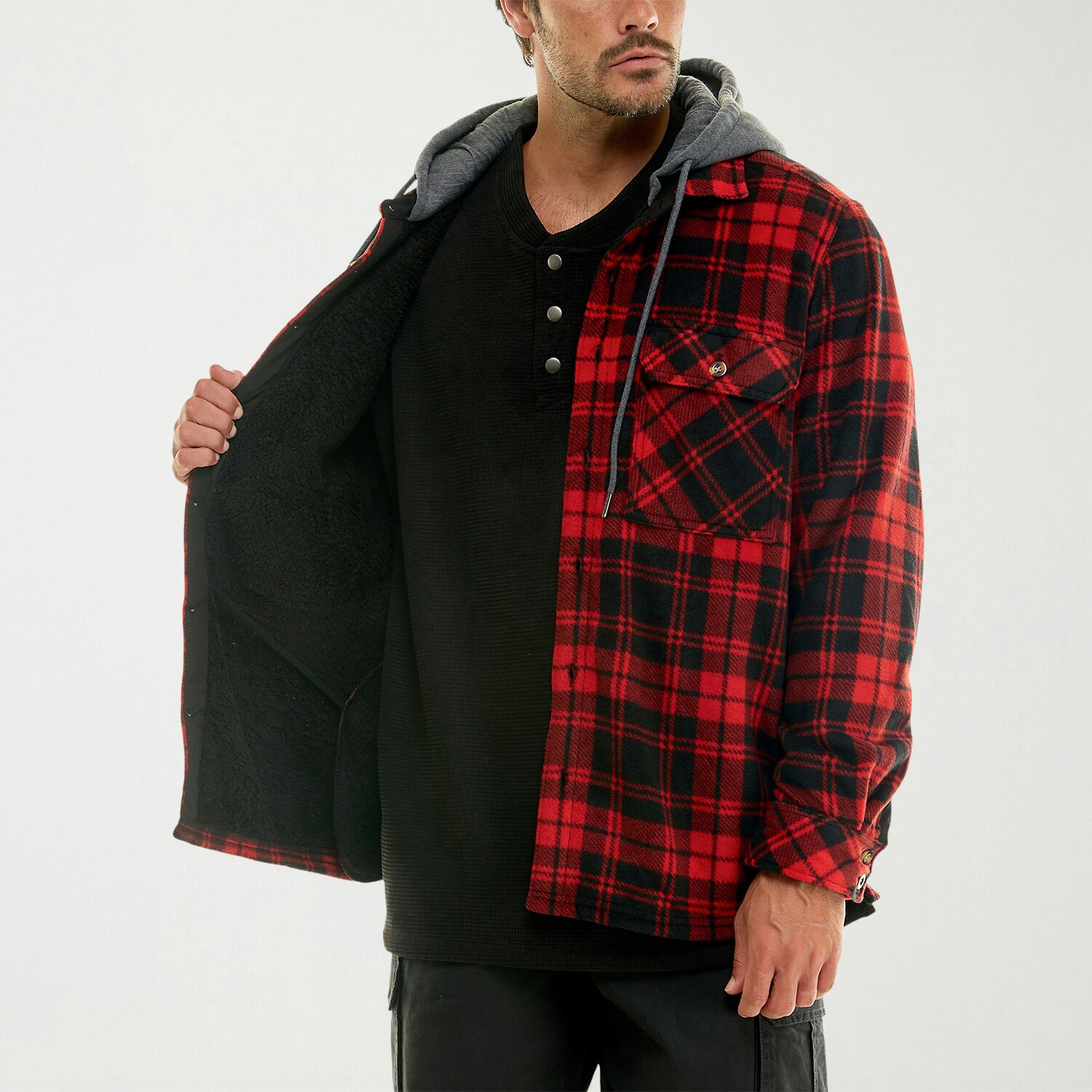 Hallstatt Workwear Mens Hooded Sherpa Lined Midweight Work Jacket