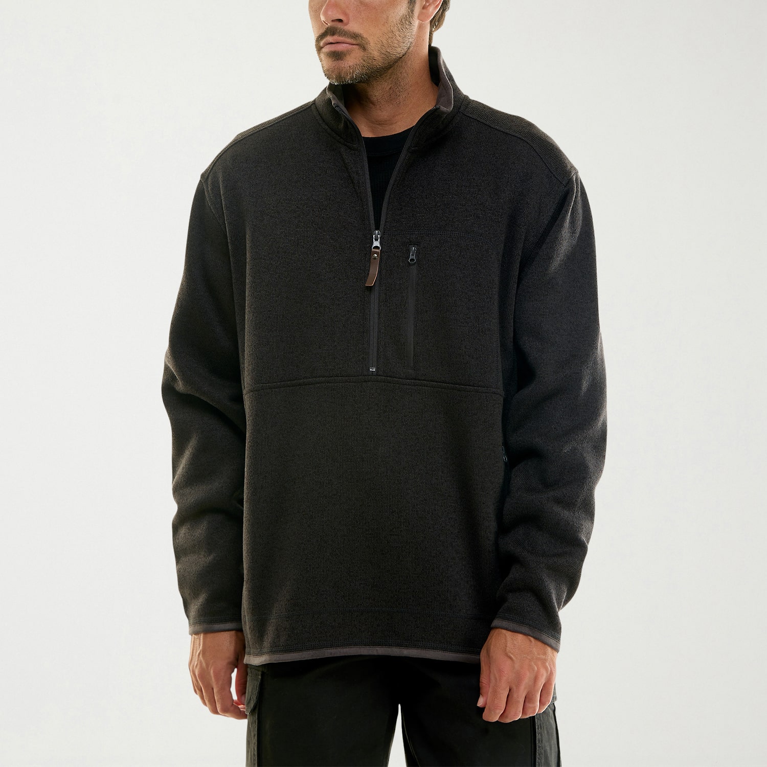 Hallstatt Workwear Mens Mock Neck Long Sleeve Fleece Quarter-Zip Pullover Sweater