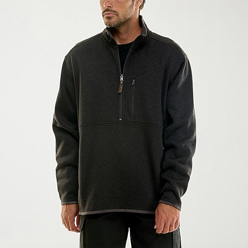Hallstatt Workwear Mens Mock Neck Long Sleeve Fleece Quarter-zip Pullover Sweater In Black