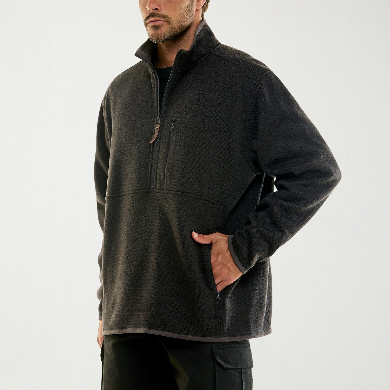 Hallstatt Workwear Mens Mock Neck Long Sleeve Fleece Quarter-Zip Pullover Sweater
