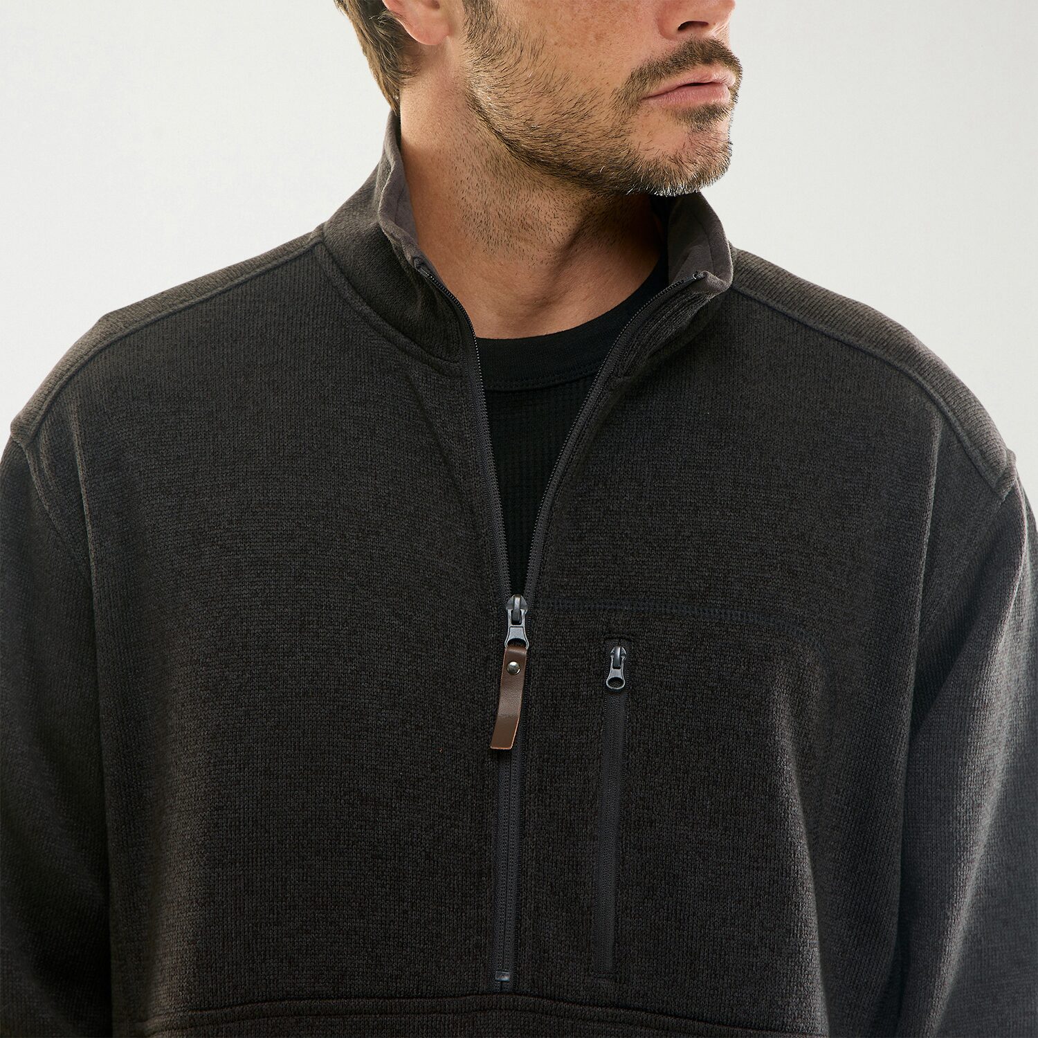 Hallstatt Workwear Mens Mock Neck Long Sleeve Fleece Quarter-Zip Pullover Sweater