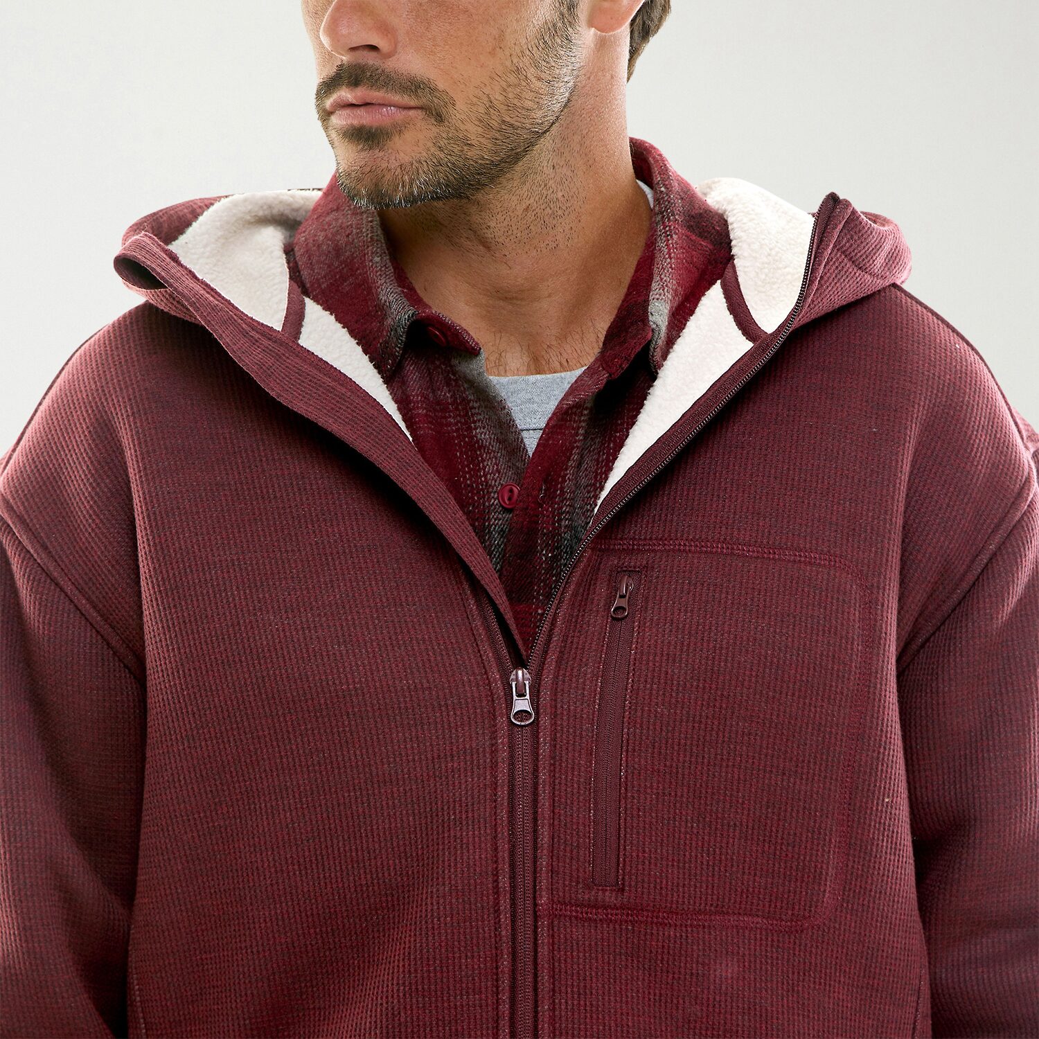 Hallstatt Workwear Mens Hooded Sherpa Lined Midweight Shirt Jacket