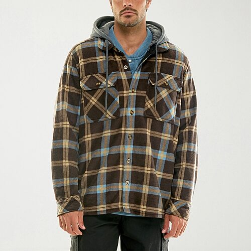 Hallstatt Workwear Mens Hooded Sherpa Lined Midweight Work Jacket In Brown
