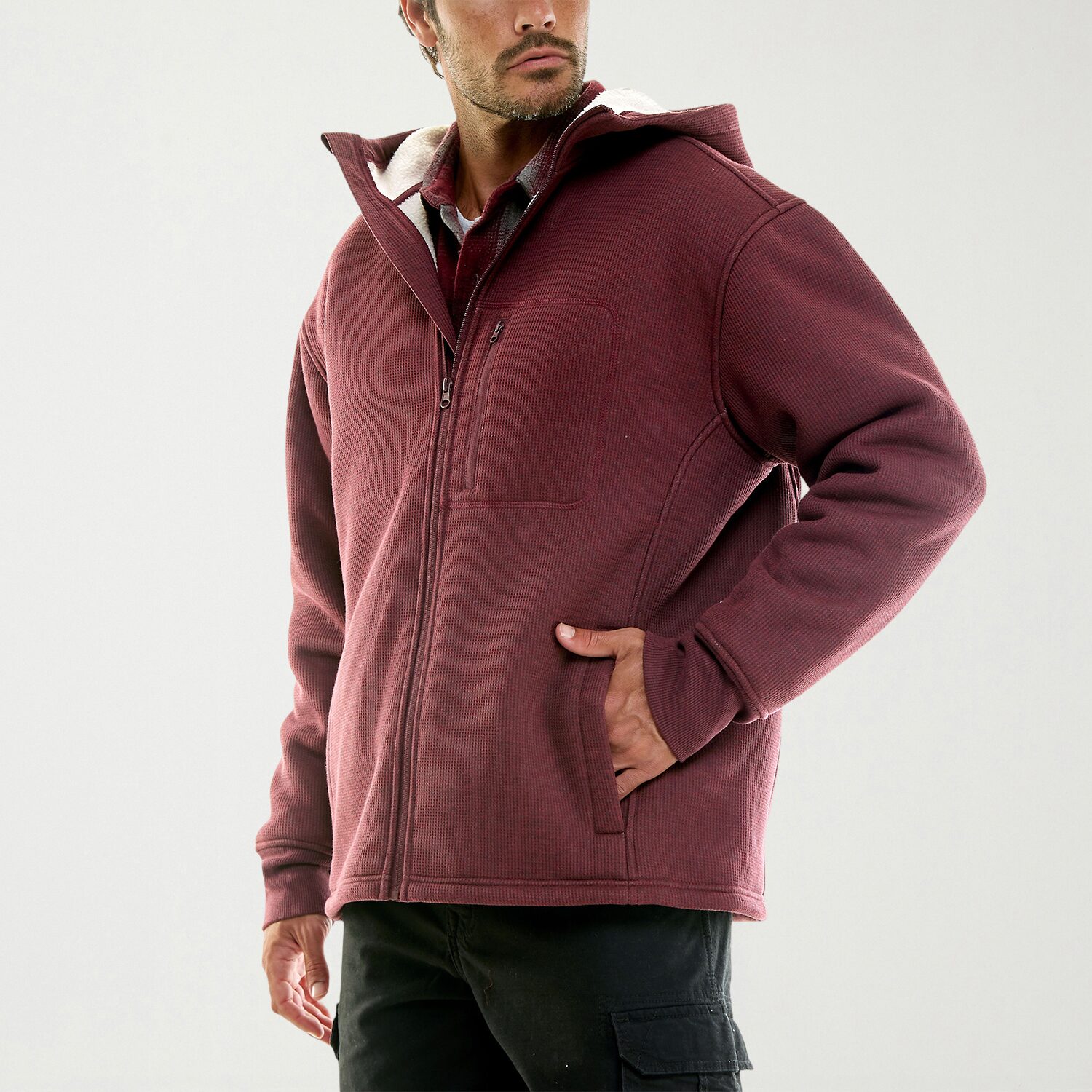 Hallstatt Workwear Mens Hooded Sherpa Lined Midweight Shirt Jacket