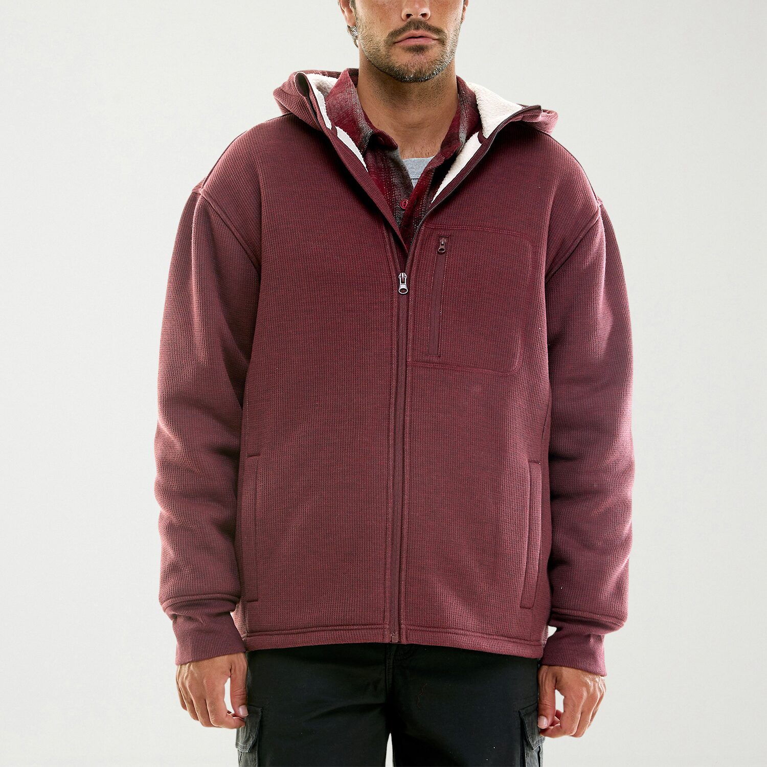 Hallstatt Workwear Mens Hooded Sherpa Lined Midweight Shirt Jacket