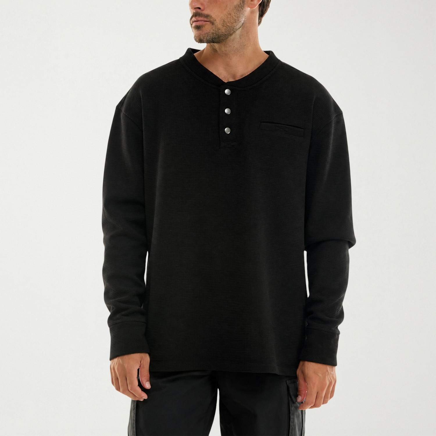 Hallstatt Workwear Mens Henley Neck Long Sleeve Regular Fit Thermal Top