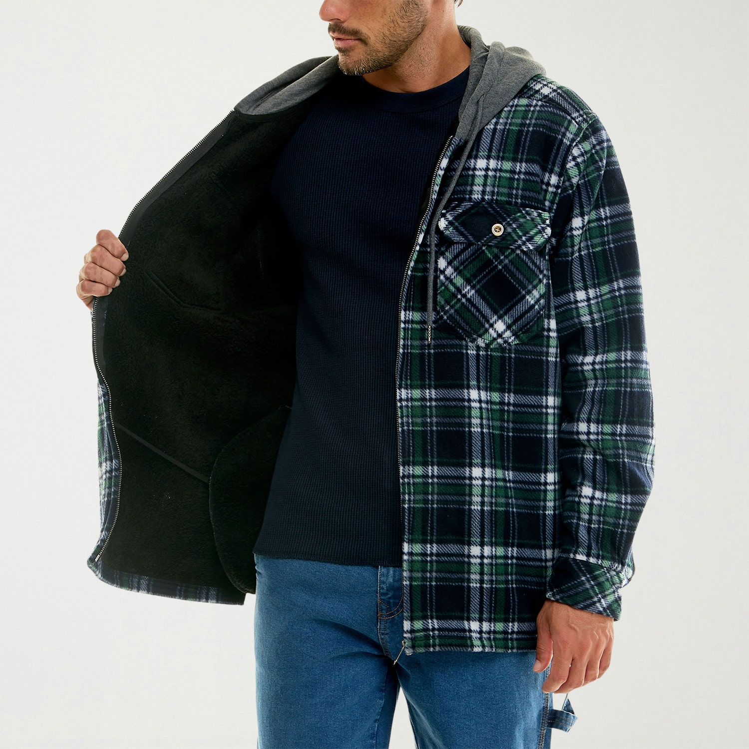Hallstatt Workwear Mens Hooded Sherpa Lined Midweight Work Jacket