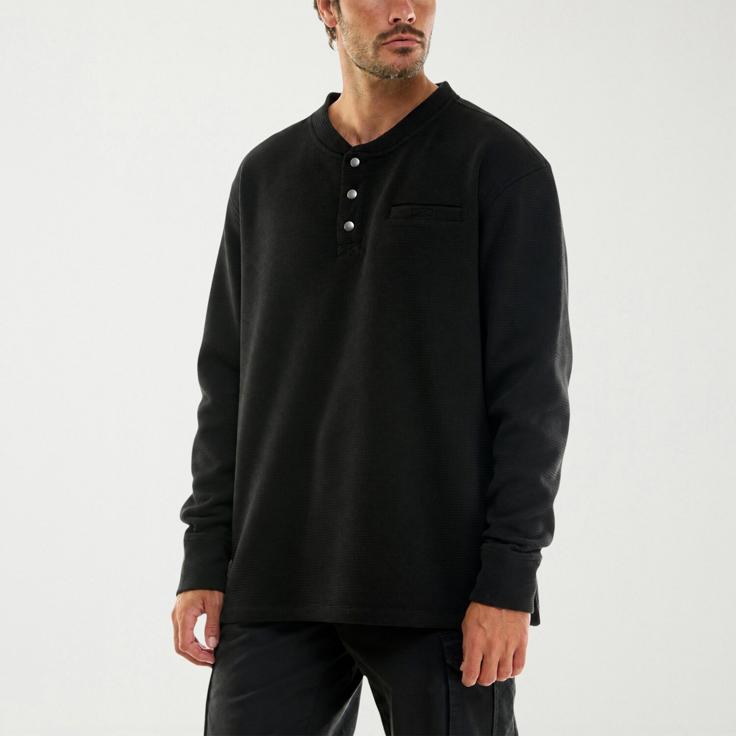 Hallstatt Workwear Mens Henley Neck Long Sleeve Regular Fit Thermal Top