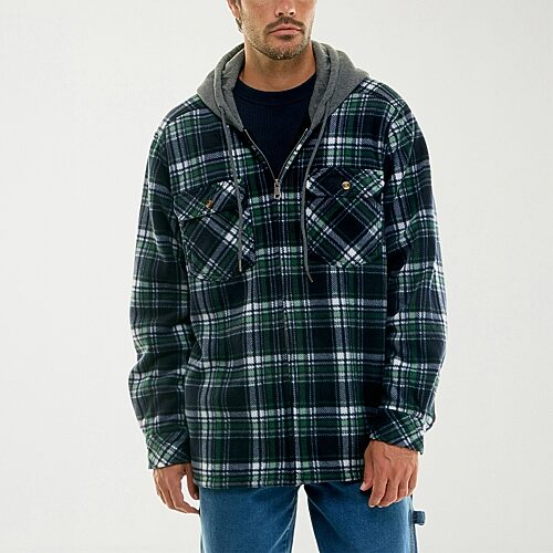 Hallstatt Workwear Mens Hooded Sherpa Lined Midweight Work Jacket In Blue
