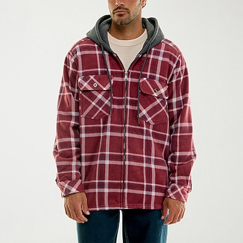 Hallstatt Workwear Mens Hooded Sherpa Lined Midweight Work Jacket In Red