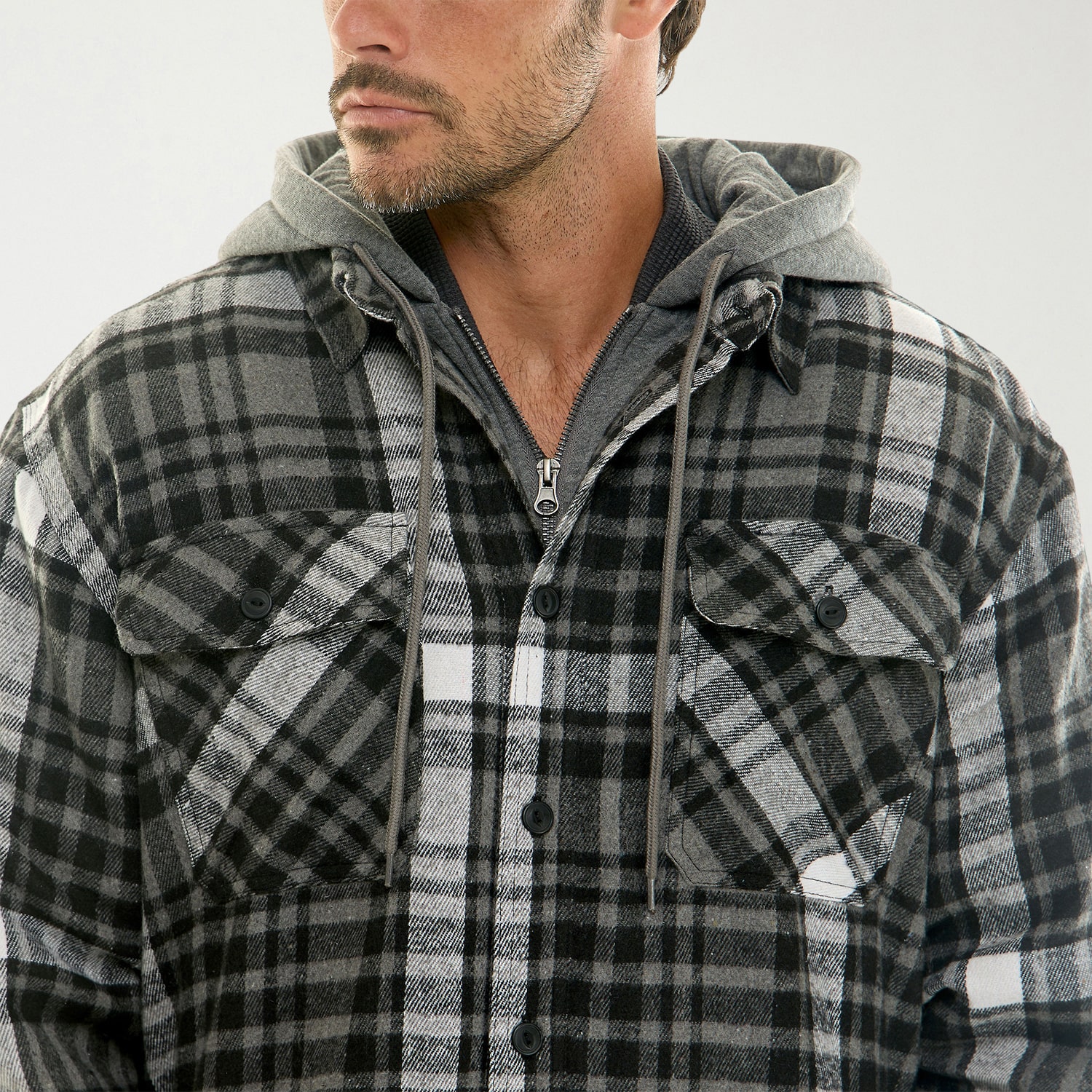 Hallstatt Workwear Mens Hooded Sherpa Lined Midweight Shirt Jacket