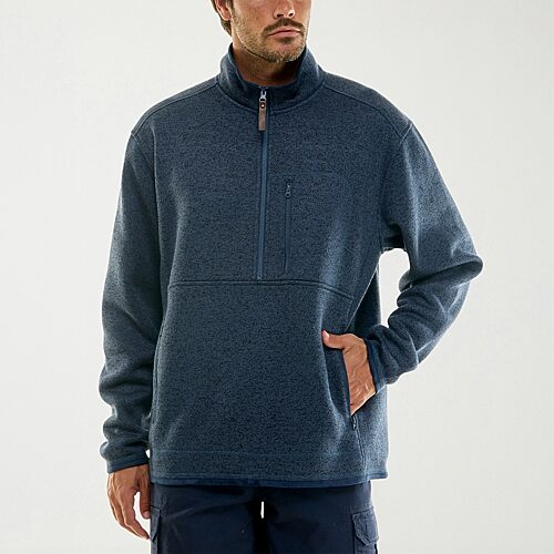 Hallstatt Workwear Mens Mock Neck Long Sleeve Fleece Quarter-zip Pullover Sweater In Blue