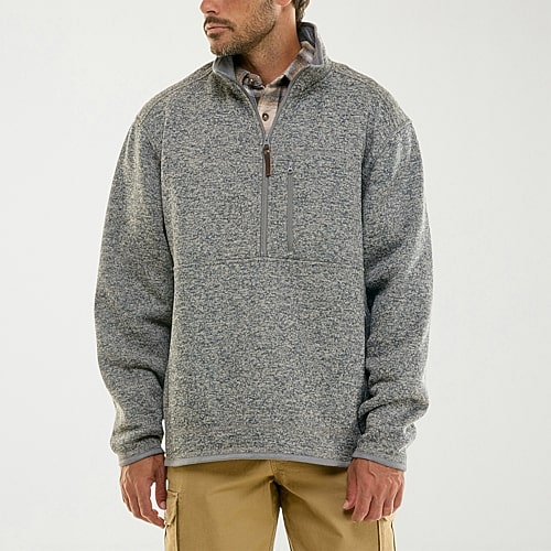 Hallstatt Workwear Mens Mock Neck Long Sleeve Fleece Quarter-zip Pullover Sweater In Gray