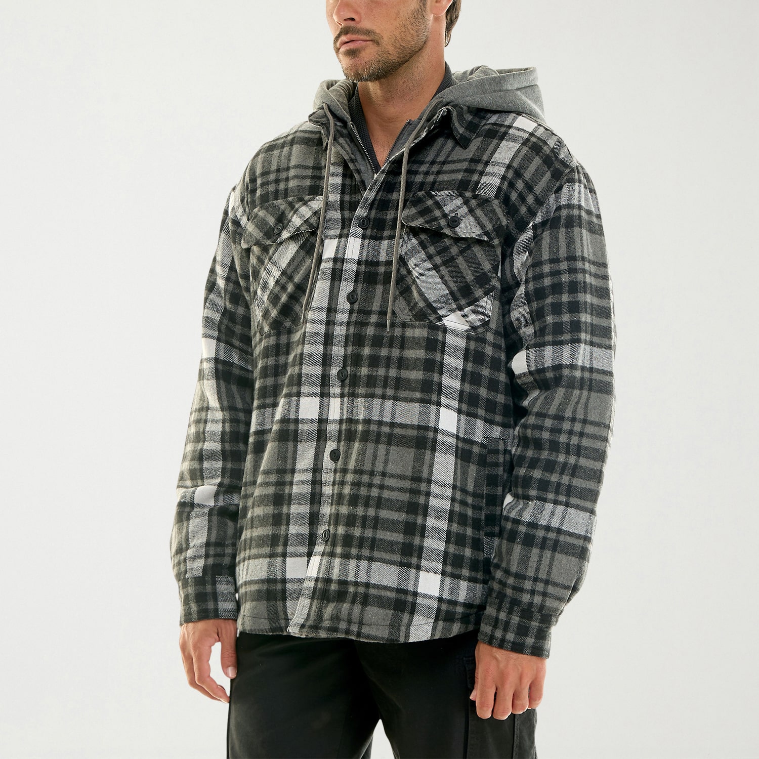 Hallstatt Workwear Mens Hooded Sherpa Lined Midweight Shirt Jacket