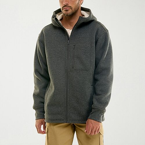 Hallstatt Workwear Mens Hooded Sherpa Lined Midweight Shirt Jacket In Black