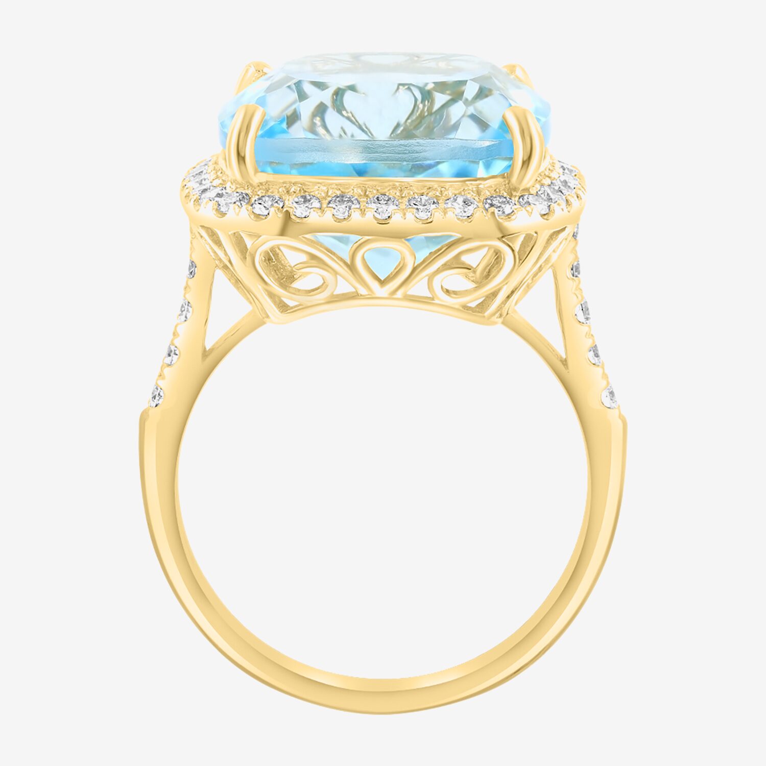 Effy Final Call Limited Quantities! Womens 1/2 CT. T.W. Genuine Blue Topaz 14K Gold Cushion Cocktail Ring