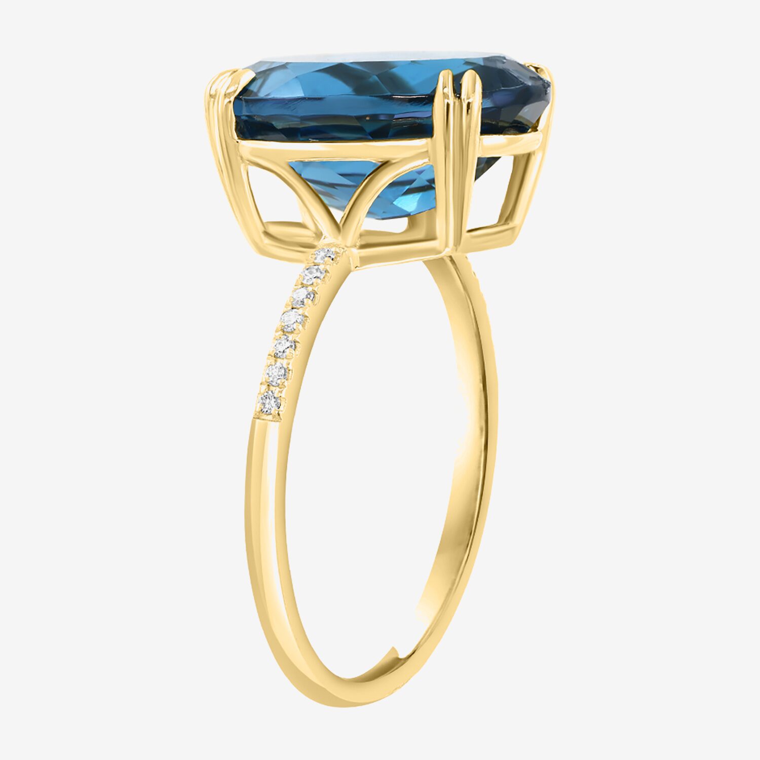 Effy Final Call Limited Quantities! Womens Diamond Accent Genuine Blue Topaz 14K Gold Oval Cocktail Ring
