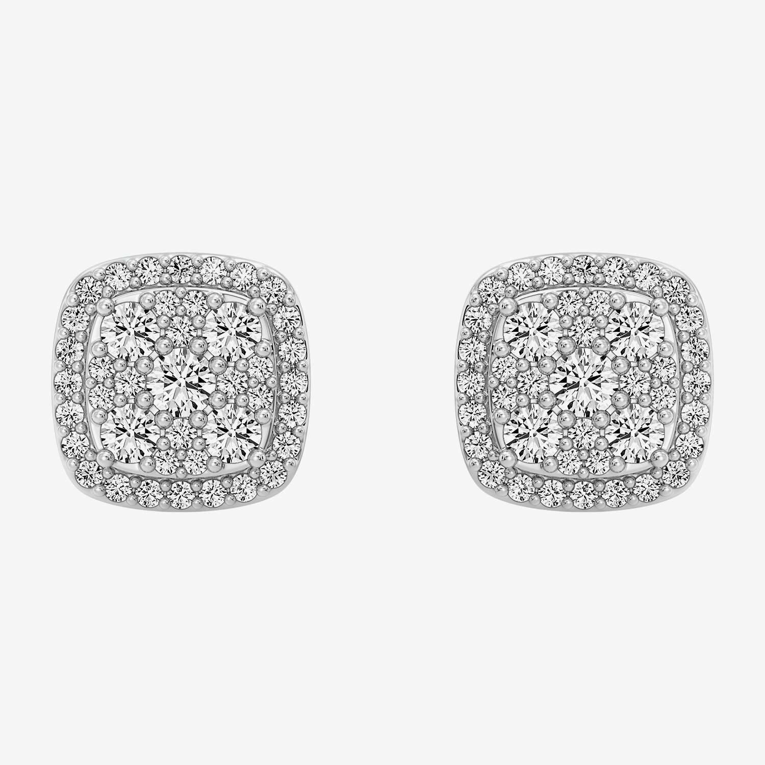 (F / Si1-Si2) 1 CT. T.W. Lab Grown White Diamond 10.4mm Cushion Stud Earrings