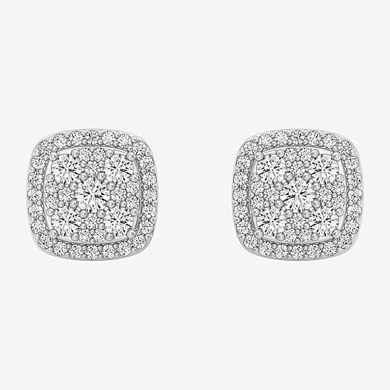 (F / Si1-Si2) 1 CT. T.W. Lab Grown White Diamond 10.4mm Cushion Stud Earrings