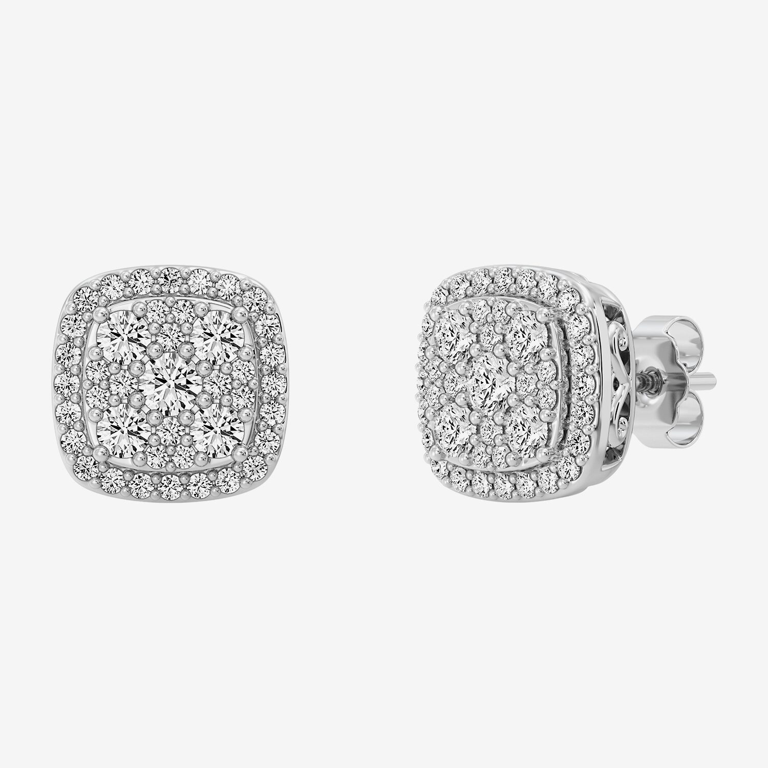 (F / Si1-Si2) 1 CT. T.W. Lab Grown White Diamond 10.4mm Cushion Stud Earrings