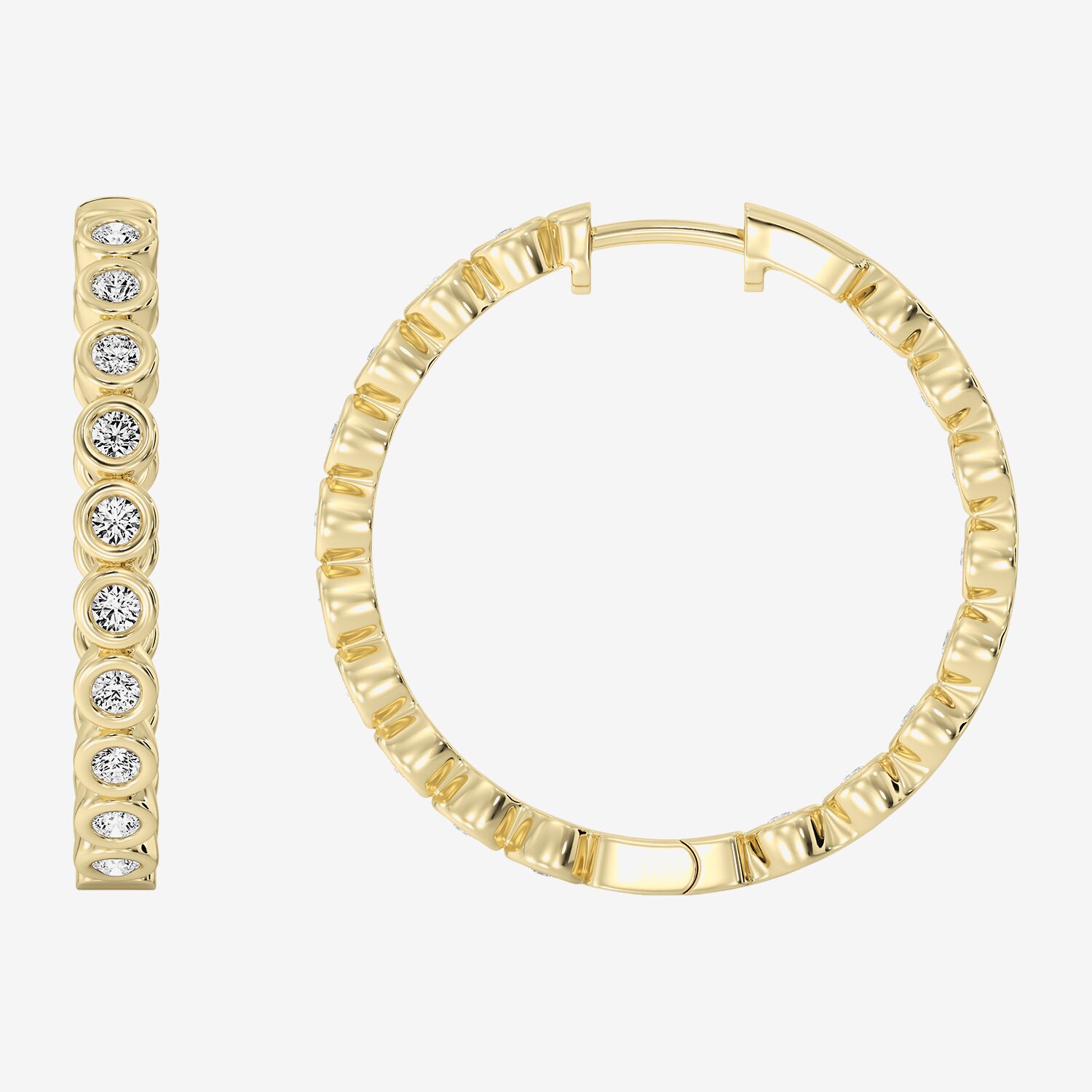 (F / Si1-Si2) Womens 1 CT. T.W. Lab Grown White Diamond 14K Gold Over Brass 26.3mm Hoop Earrings
