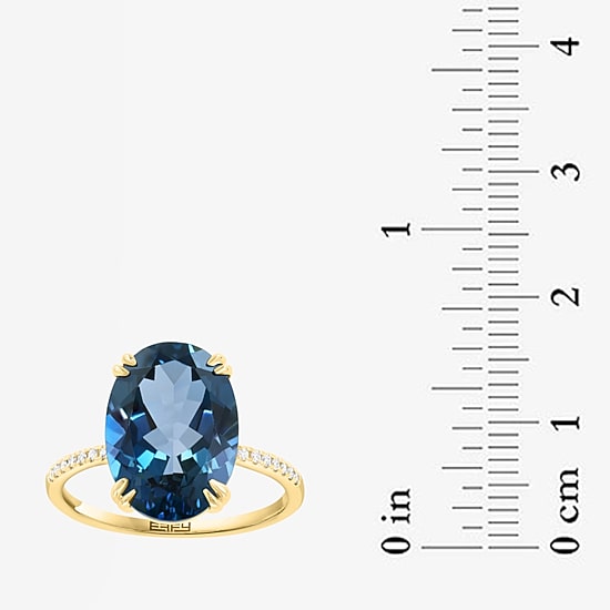 Effy Final Call Limited Quantities! Womens Diamond Accent Genuine Blue Topaz 14K Gold Oval Cocktail Ring