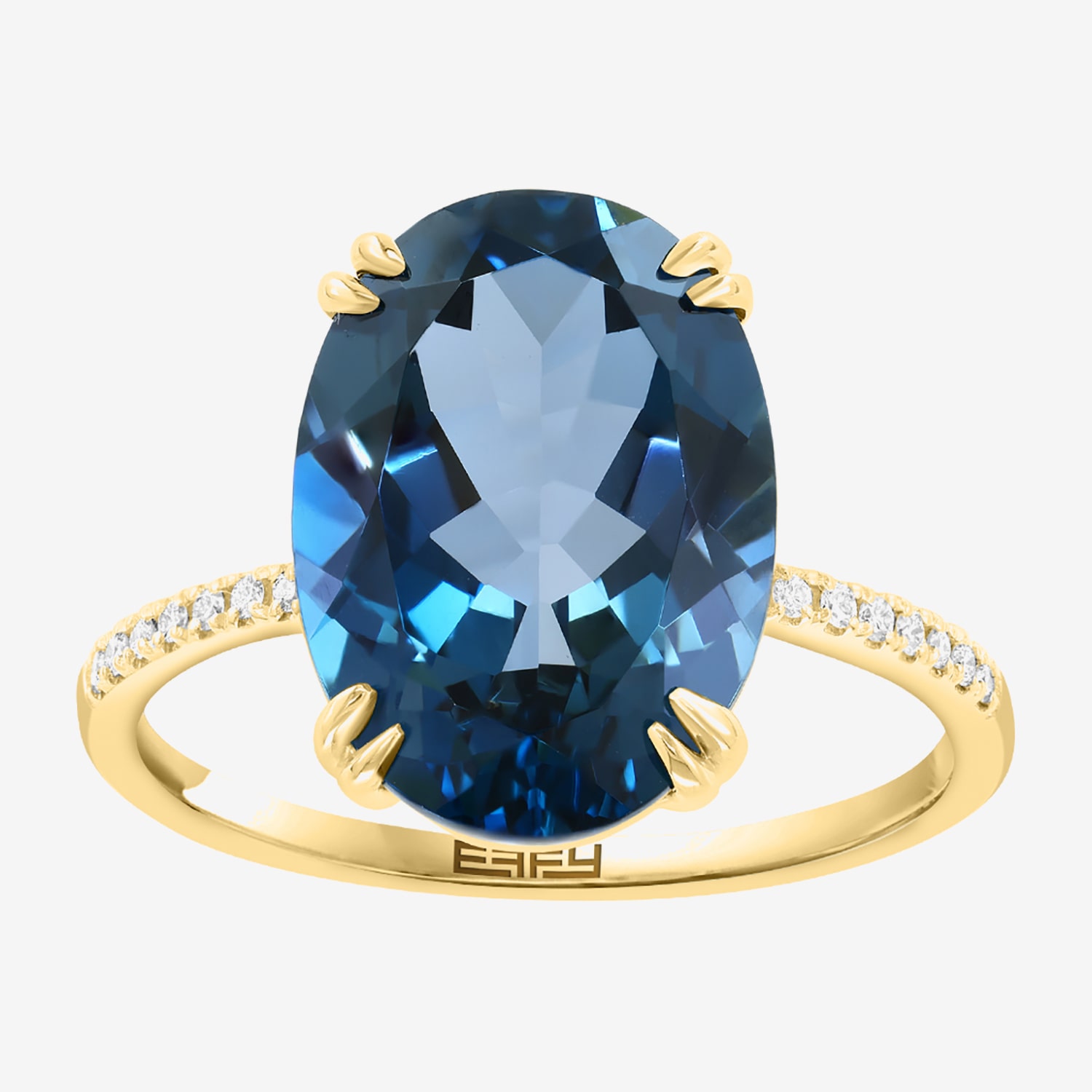 Effy Final Call Limited Quantities! Womens Diamond Accent Genuine Blue Topaz 14K Gold Oval Cocktail Ring