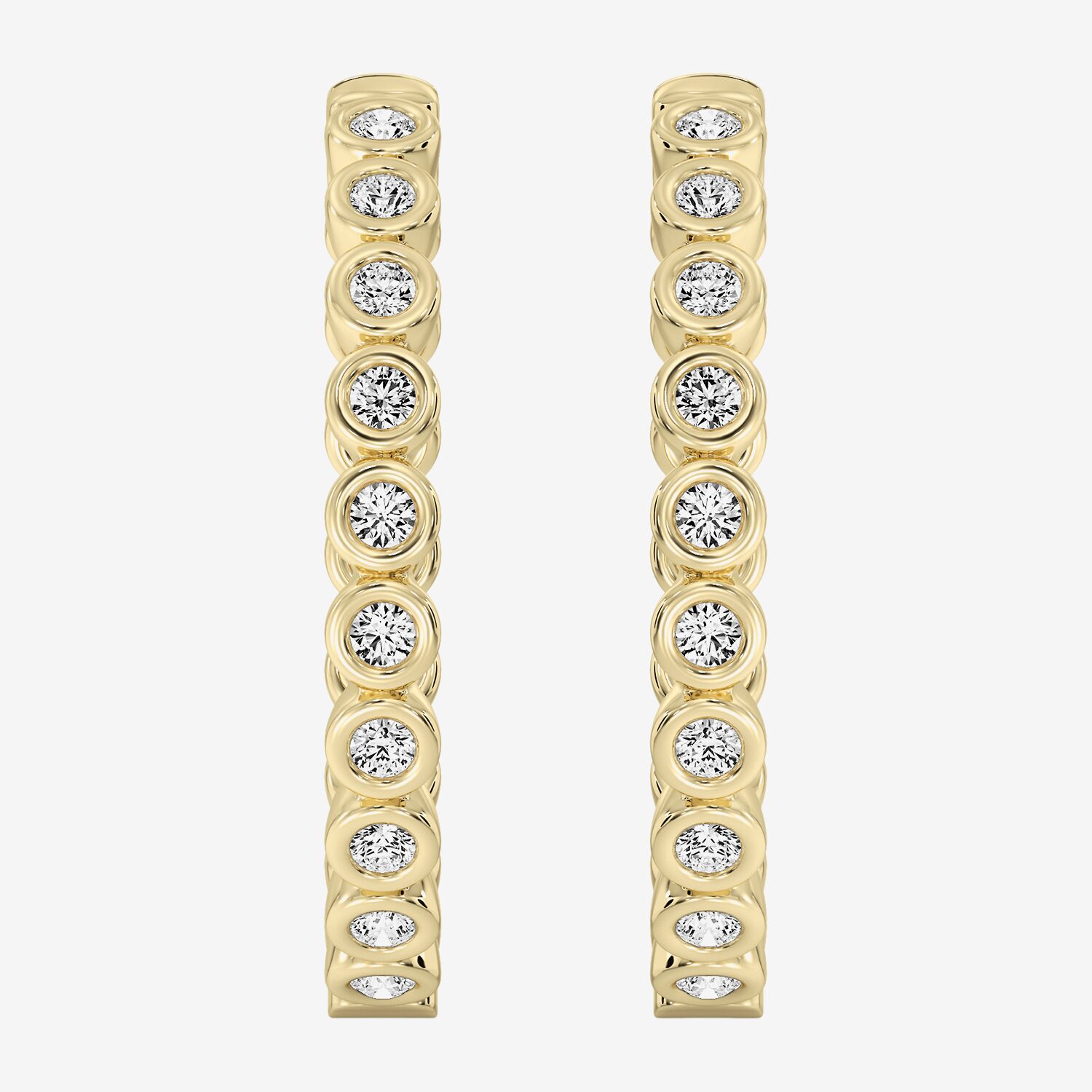 (F / Si1-Si2) Womens 1 CT. T.W. Lab Grown White Diamond 14K Gold Over Brass 26.3mm Hoop Earrings